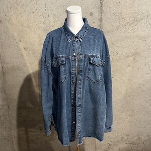 Vintage Oversized Denim Shirt Jacket | Grunge / 90s Streetwear | Women’s 4X